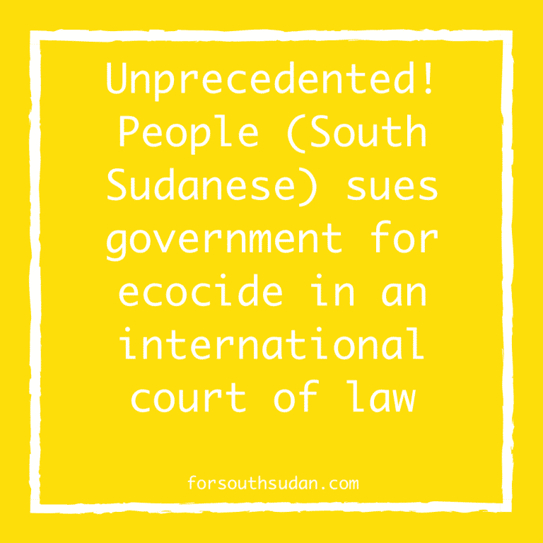 Unprecedented! People (South Sudanese) sues government for ecocide in an international court of law