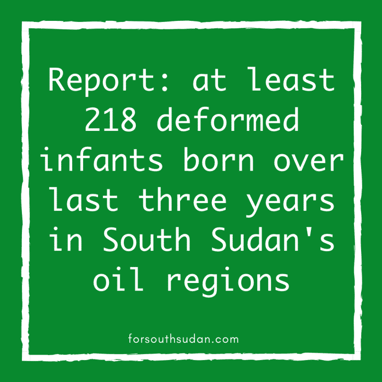 Report: at least 218 deformed infants born over last three years in South Sudan’s oil regions